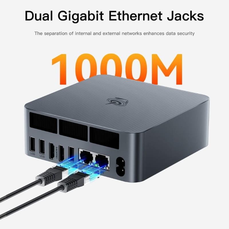 Beelink EQR5-D4 AMD Ryzen 7 5825U/8GB/500GB SSD/Windows 11 Pro Gris - doble puerto ethernet