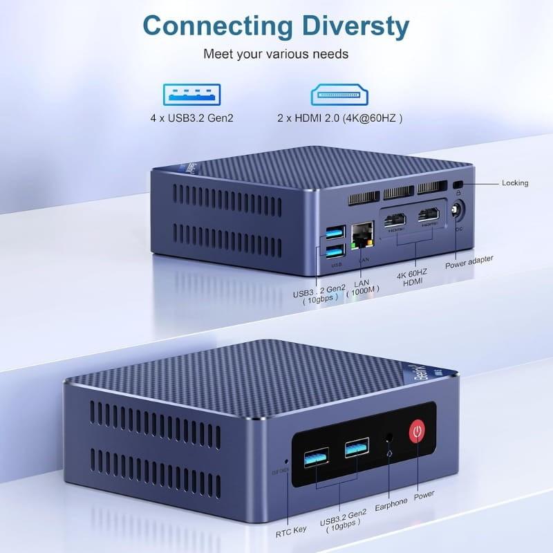 Beelink MINI S13 Pro Intel N150/16Go/500Go SSD Bleu - Ports mini-PC