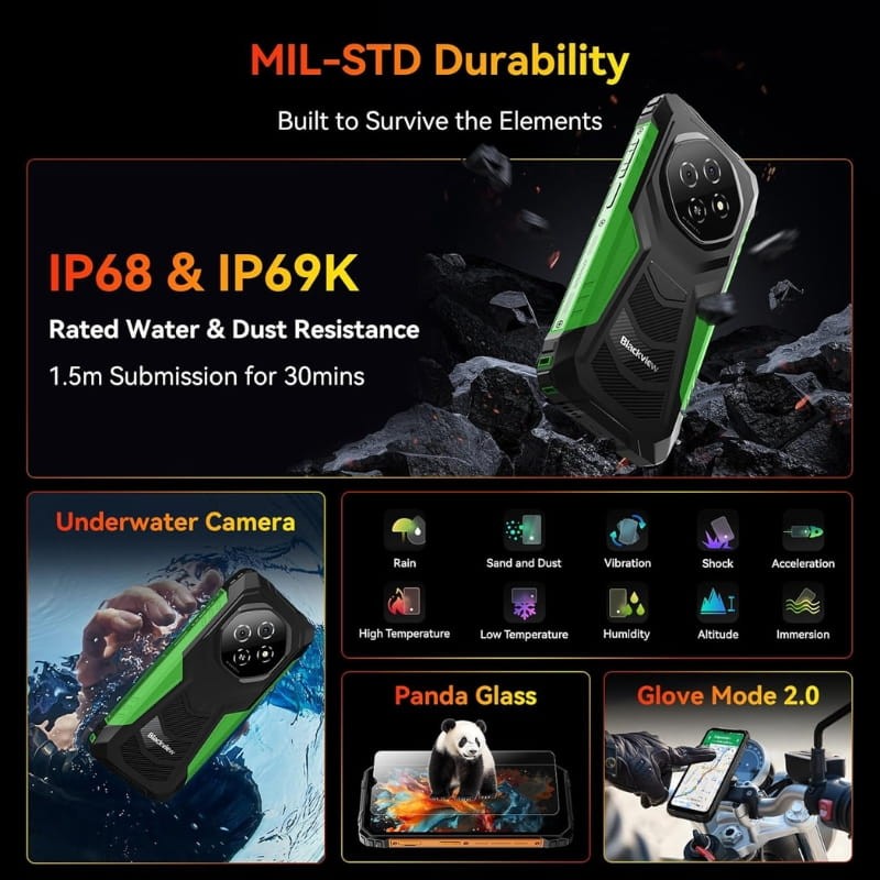 Blackview Fort 1 4GB/128GB Verde Rugged - design robusto