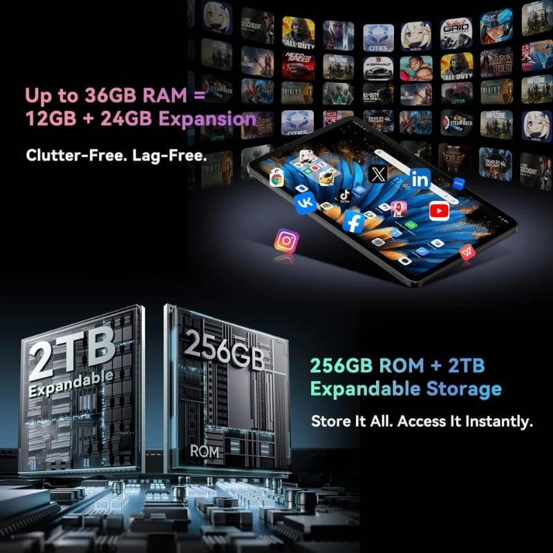 Blackview MEGA 2 WiFi 12 pouces 12Go/256Go Vert - capacité de mémoire