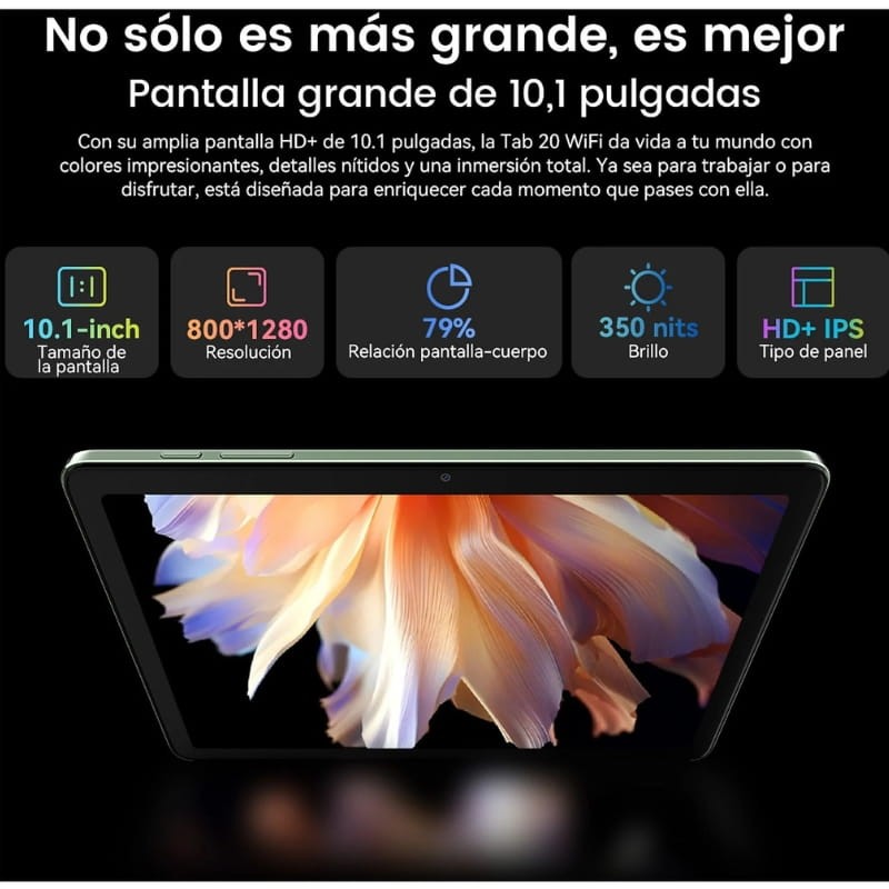 Blackview Tab 20 WiFi 10,1 Pouces 4Go/64Go Bleu - caractéristiques de l'affichage