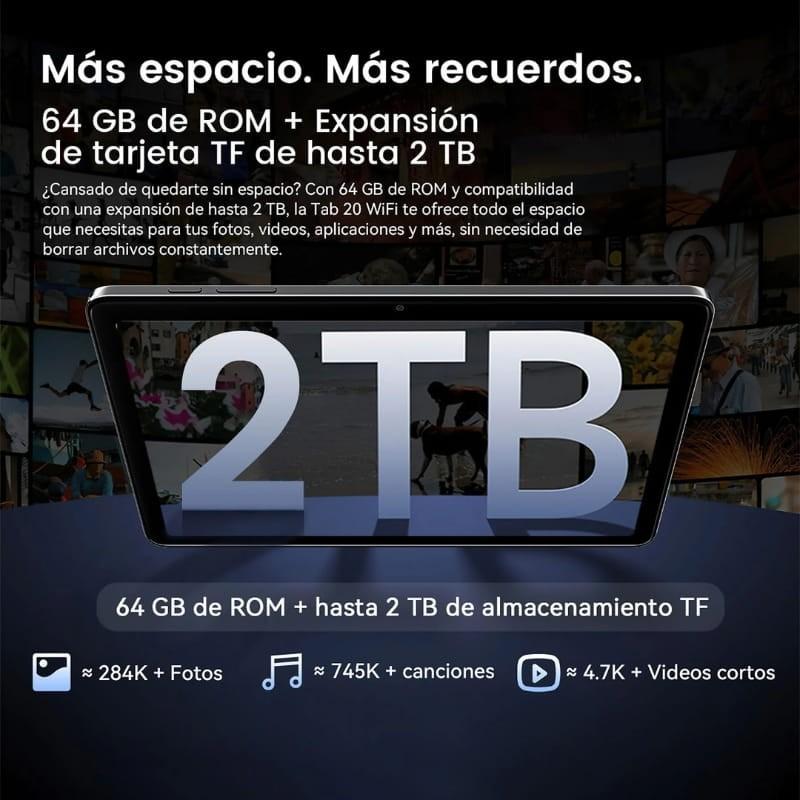 Blackview Tab 20 WiFi 10,1 Pouces 4Go/64Go Bleu - capacité de stockage