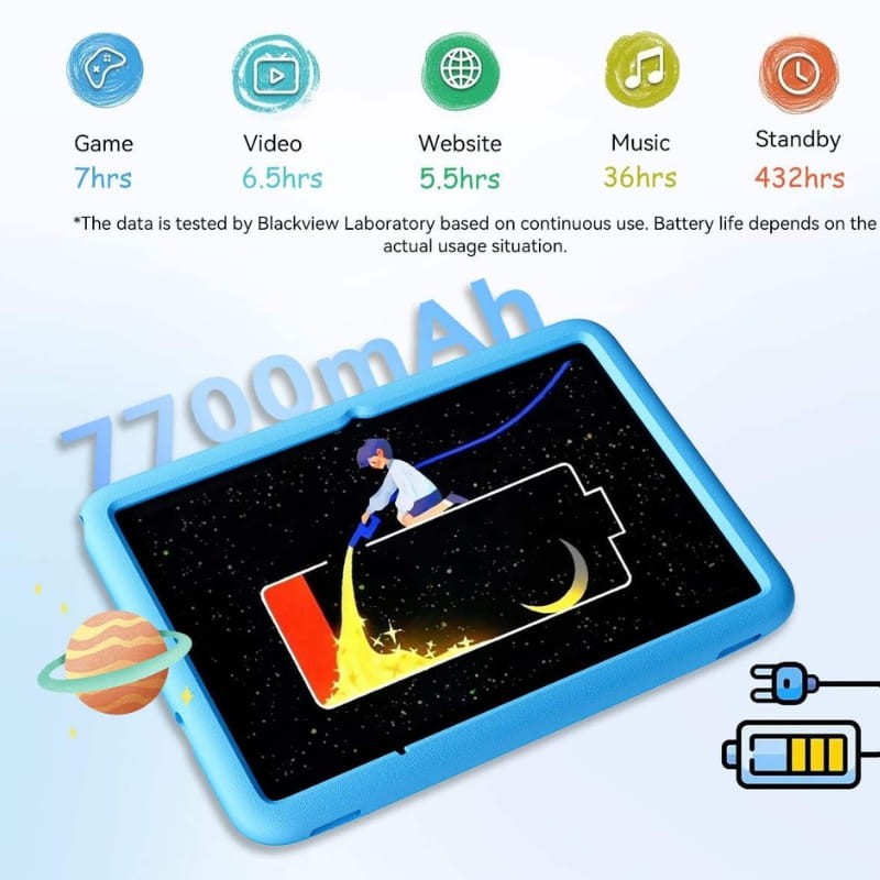 Blackview Tab 60 Pro Kids 4 GB/128 GB Rosa - capacidade da bateria