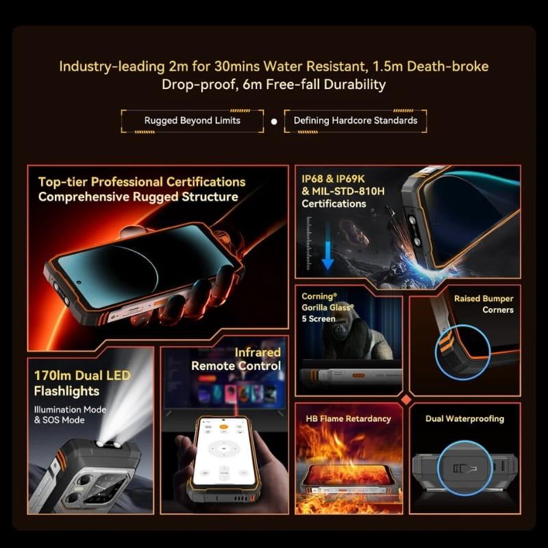 Blackview XPLORE 1 5G 12GB/256GB Preto Robusto - conceção robusta