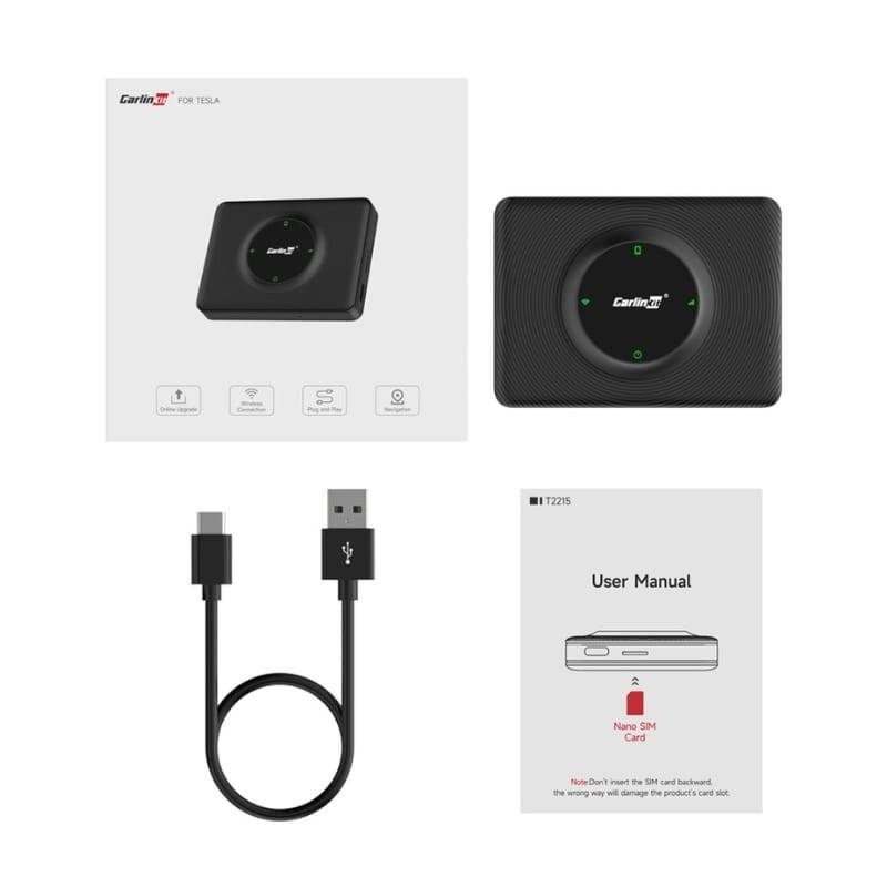 Carlinkit CPC200-T2C Negro - Adaptador Inalámbrico CarPlay/Android Auto - contenido de la caja
