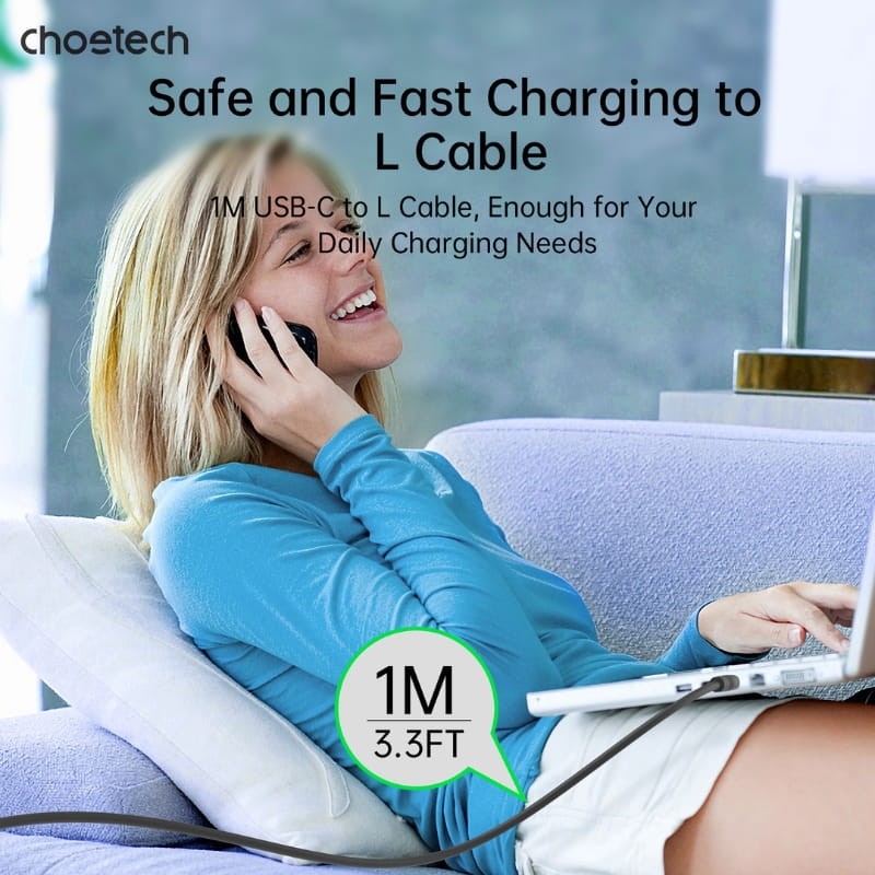 Choetech XCL-0002 - Câble USB-C vers Lightning 1 m - longueur du câble