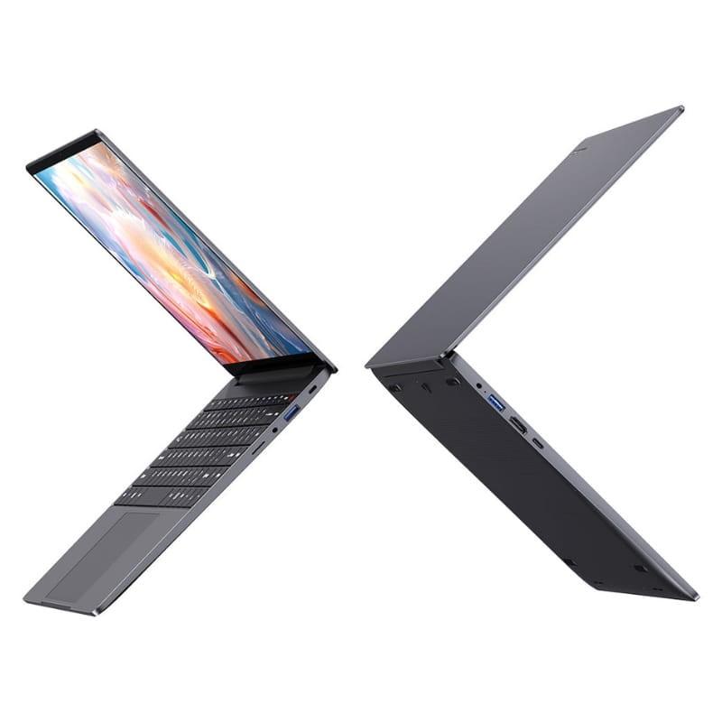 Portátil Chuwi CoreBook X gris 14 con chasis delgado, bisagra amplia, pantalla casi sin bordes, teclado chiclet y puertos laterales USB, HDMI y audio