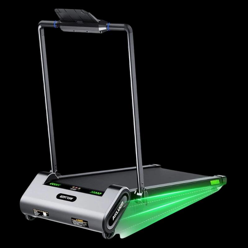Cinta de Correr Akluer H1-B plegable con panel LED, barandales delgados, luces verdes laterales, inclinación automática 13% y velocidad 1-12 km/h