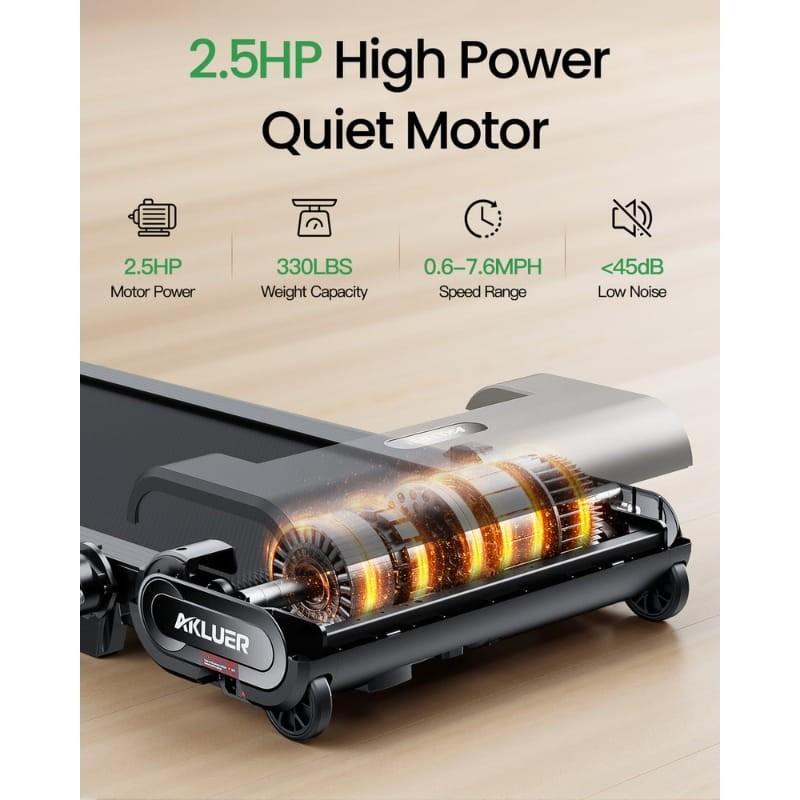 Cinta de Correr Akluer H1-B con motor 2.5HP silencioso <45 dB, velocidad 1-12 km/h, inclinación automática 13%, estructura compacta y resistente 150 kg