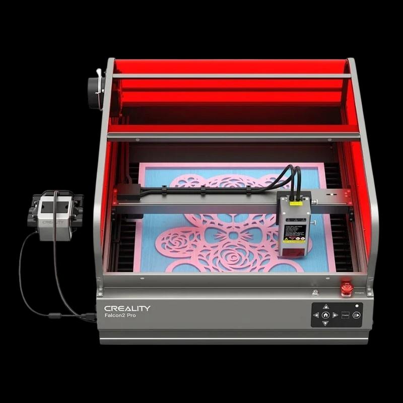 Máquina de gravação e corte a laser Creality Falcon2 Pro 22W com câmara integrada, suporte de ar, cobertura visível, lente de controlo do fluxo de ar de incêndio, 400 x 415 mm