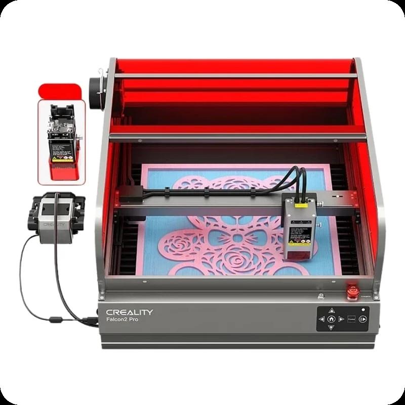 Graveur laser, Creality Falcon2 Pro 40W+1,6W Machine de gravure et de découpe laser avec caméra intégrée, support d'air, couvercle visible, lentille de contrôle du flux d'air, 400 x 415 mm