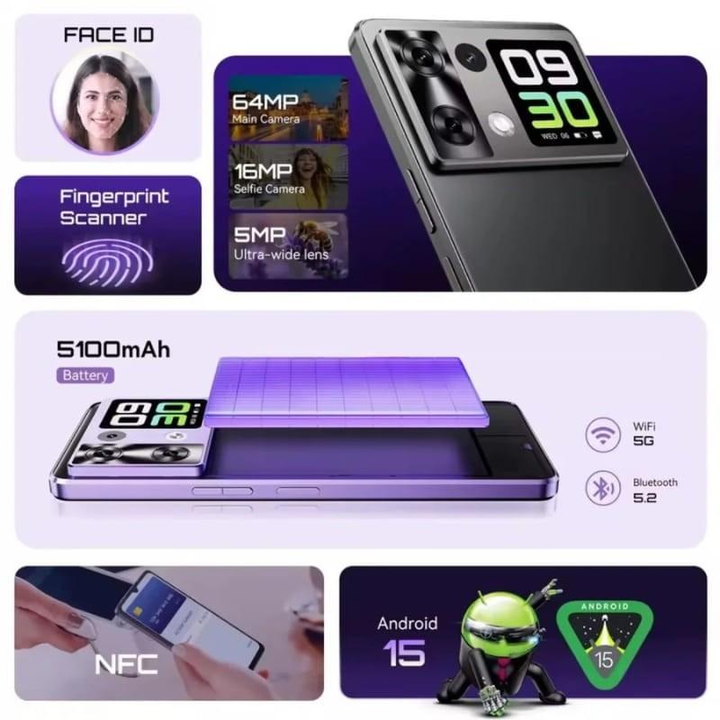 Cubot P90 12GB/256GB Preto - funções adicionais