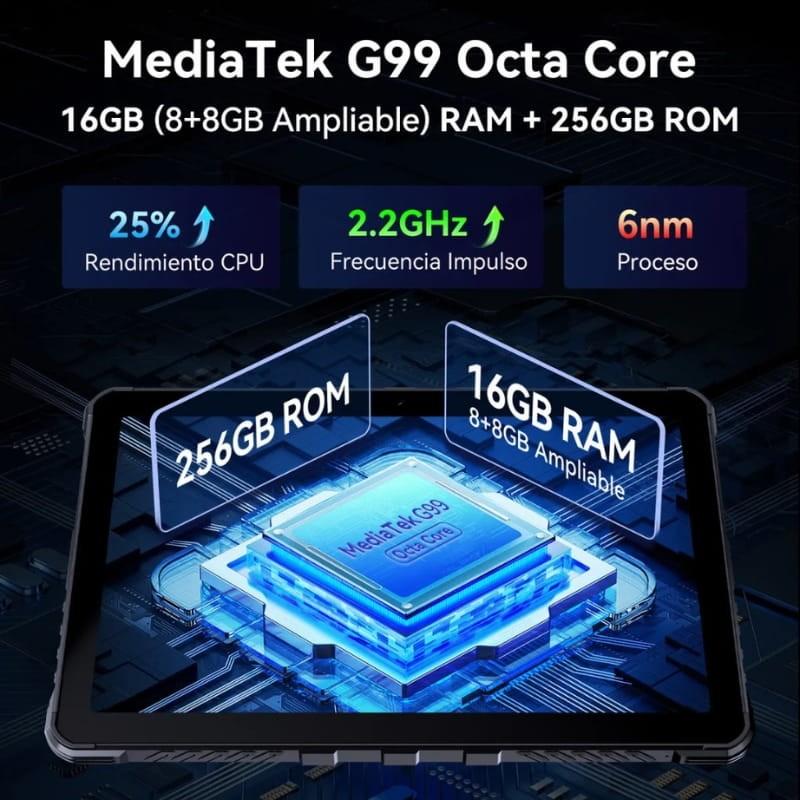 Cubot Tab KingKong 2 8GB/256GB 4G Rugged - procesador y memoria