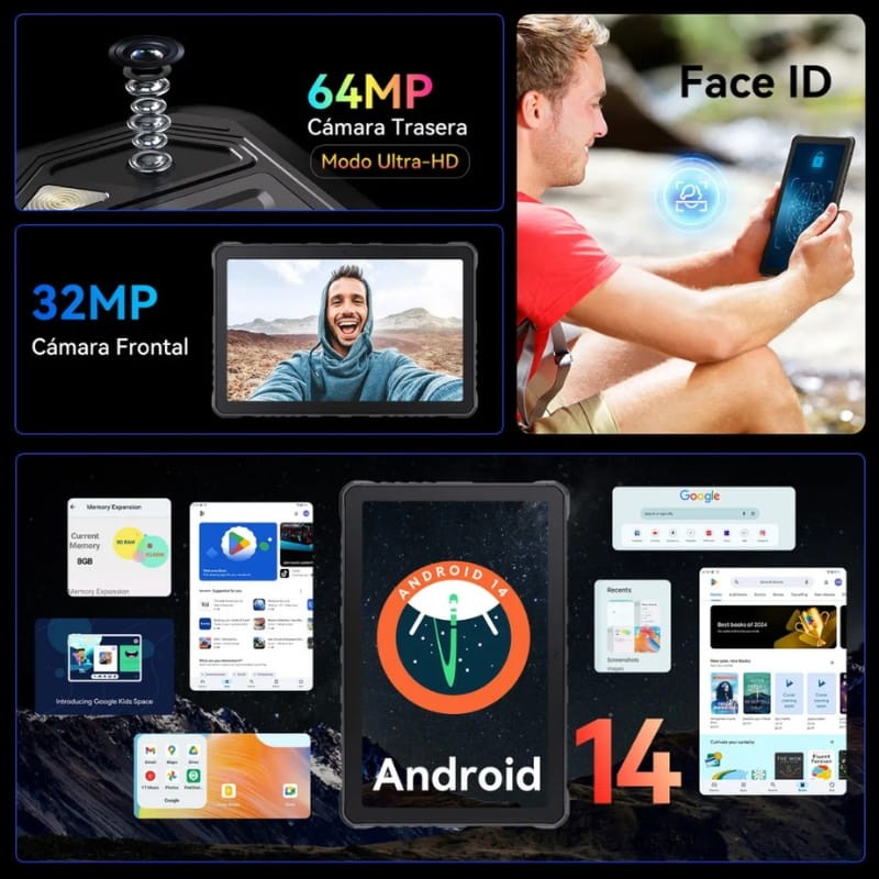 Cubot Tab KingKong 2 8GB/256GB 4G Rugged - cámara y sistema operativo
