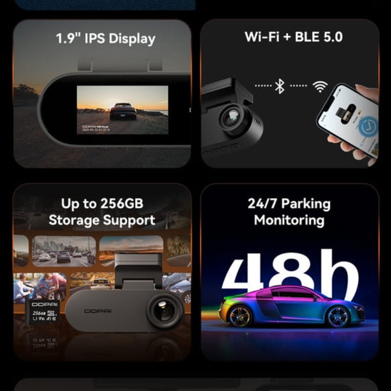 DDPAI N2 2K Duplo Frontal e Traseiro - funções adicionais