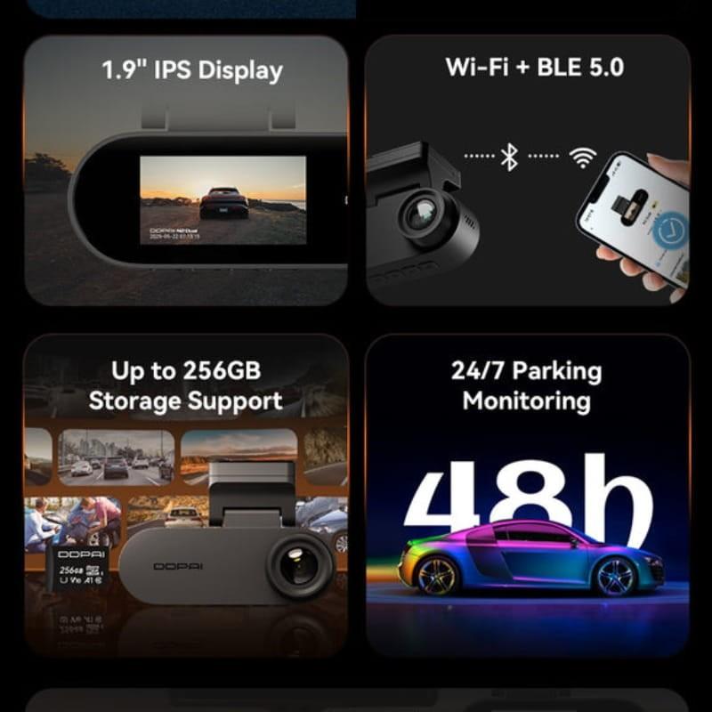 DDPAI N2 2K Duplo Frontal e Traseiro - funções adicionais