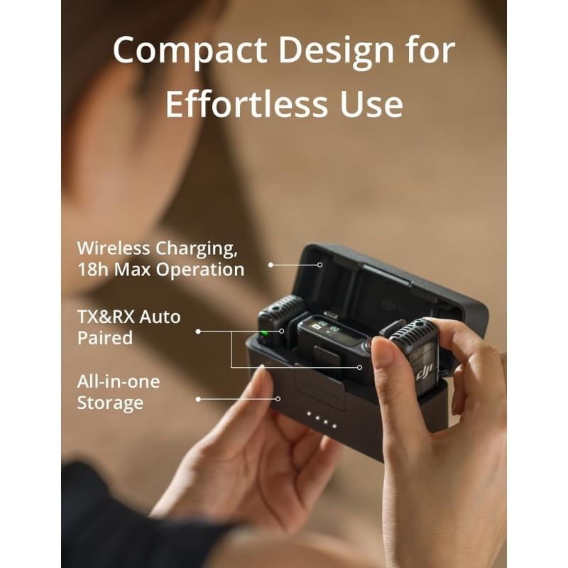 DJI Mic 2 (2 TX + 1 RX + Estuche de carga) - diseño compacto