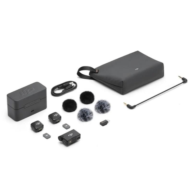 DJI Mic Mini (2 TX + 1 RX + Estojo de carregamento) - Microfones sem fios - conteúdo da caixa
