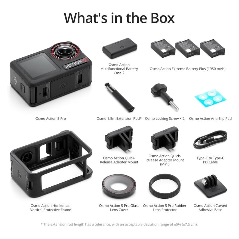 DJI Osmo Action 5 Pro Adventure Combo - contenido de la caja