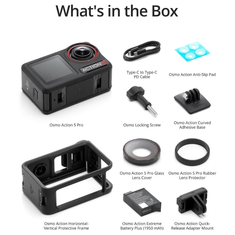 DJI Osmo Action 5 Pro Standard Combo - contenido de la caja