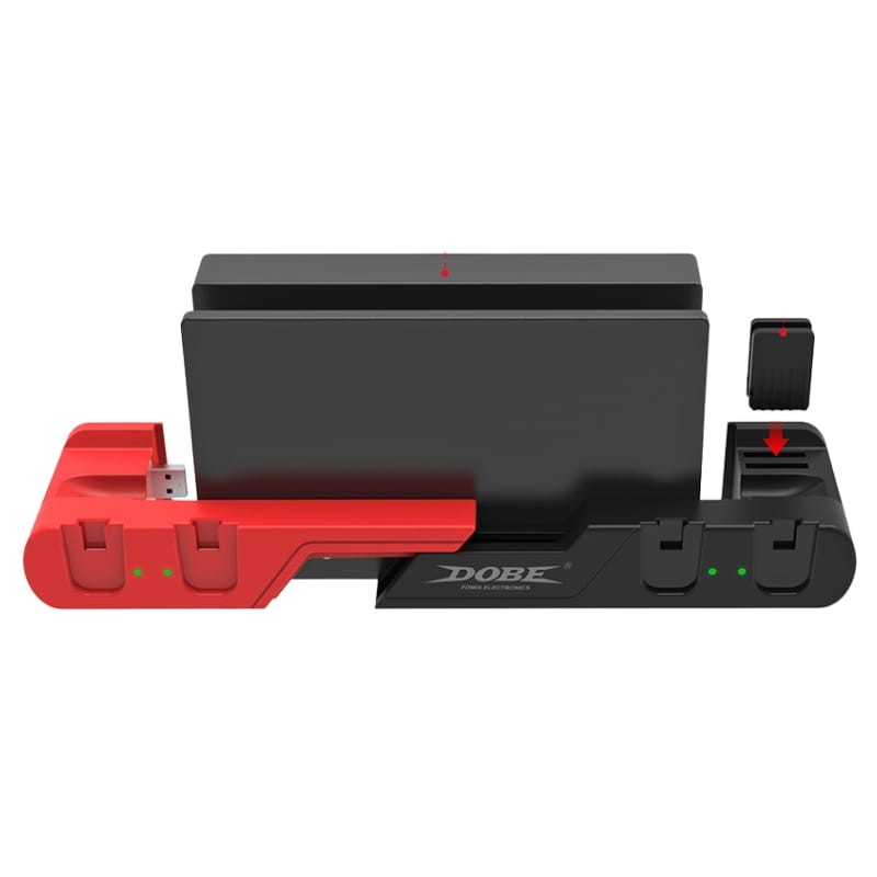 DOBE TNS-0122D Pour Nintendo Switch OLED Joy-Con Rouge/Noir - vue de face