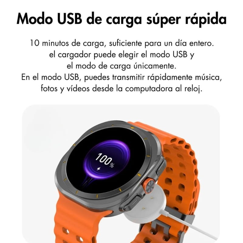 DT NO.1 Watch Ultra Orange - Chargement et mode USB