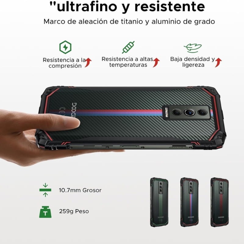 Doogee Blade 10 Energy 4GB/128GB Azul/Rojo Rugged - detalles del diseño