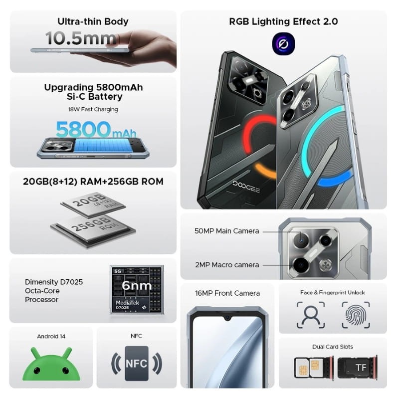 Doogee Blade GT Play 5G 8GB/256GB Negro Rugged - características principales