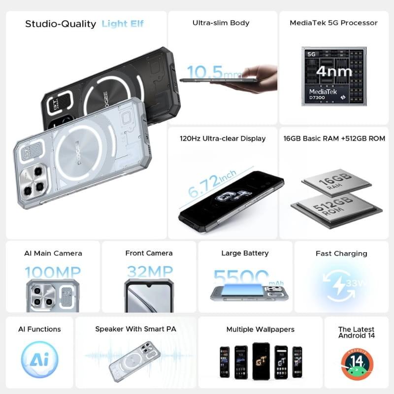 Doogee Blade GT Ultra 5G 16GB/512GB Negro - funciones principales