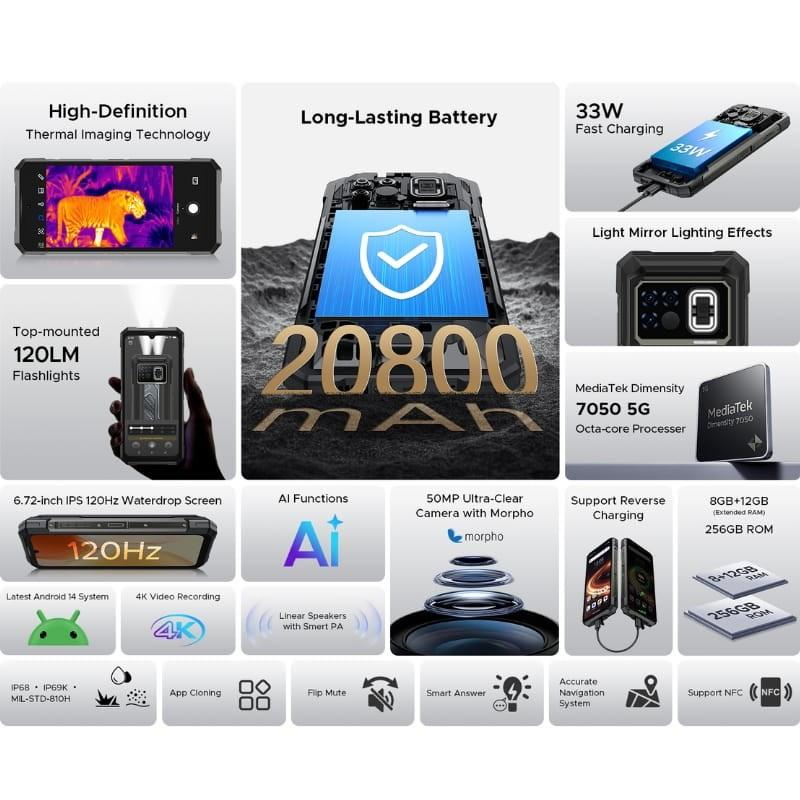 Doogee Fire 6 Max 5G 8GB/256GB Plata - funciones principales