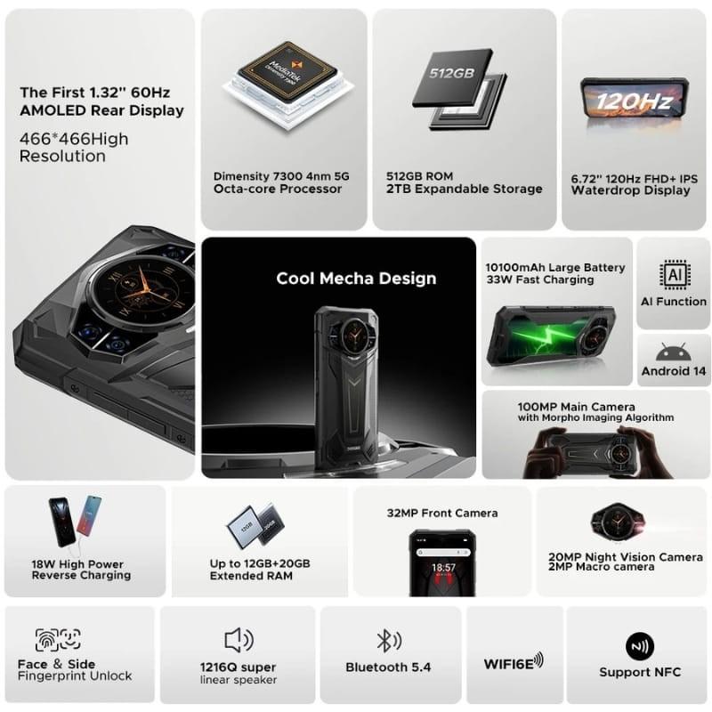 Doogee S200 Plus 5G 12GB/512GB Rojo - funciones principales