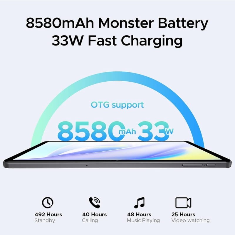 Doogee T35 11'' 8GB/256GB 4G+WiFi Gris - Tablet - capacidad de la batería