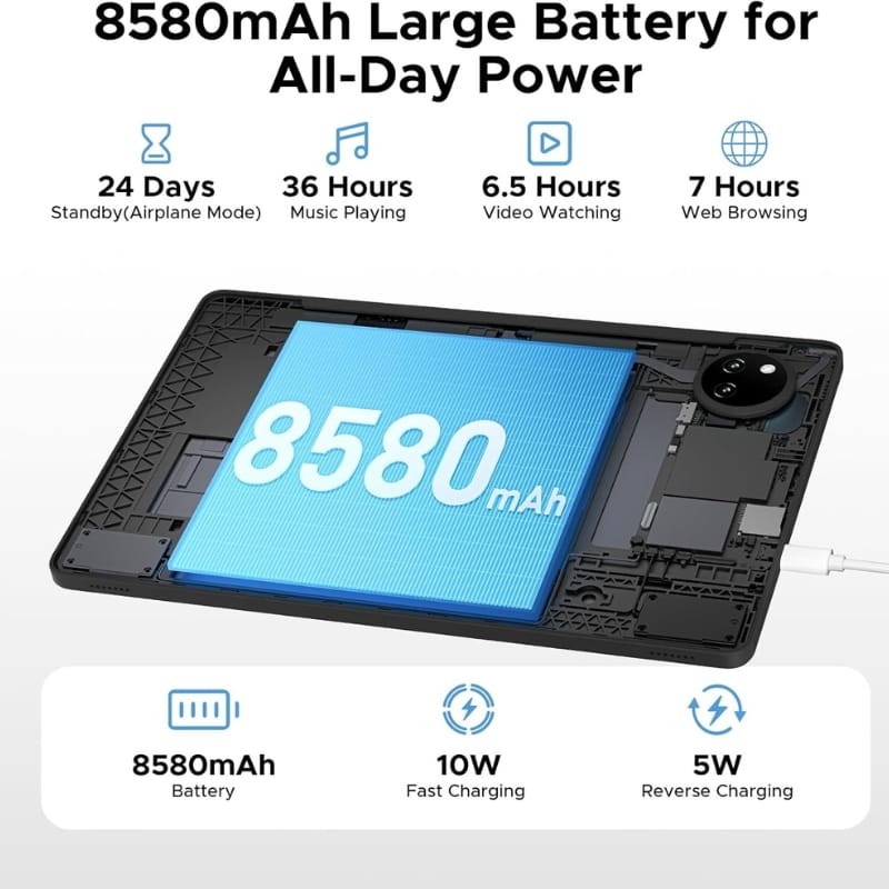 Doogee Tab A9 Pro+ 11" 6 GB/128 GB WiFi Preto - capacidade da bateria