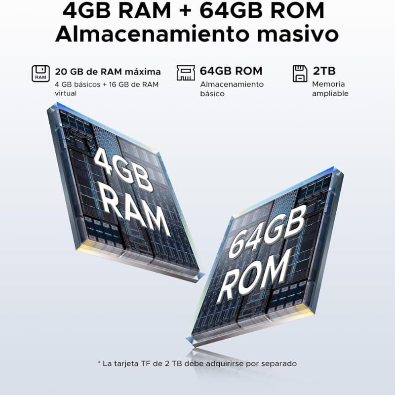 Doogee Tab A9+ 11 4GB/64GB WiFi Negro - capacidad de memoria