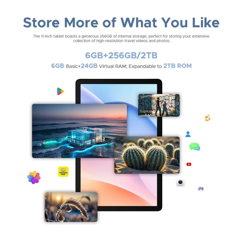 Doogee Tab G6 11 6GB/256GB WiFi + 4G Preto - capacidade de memória