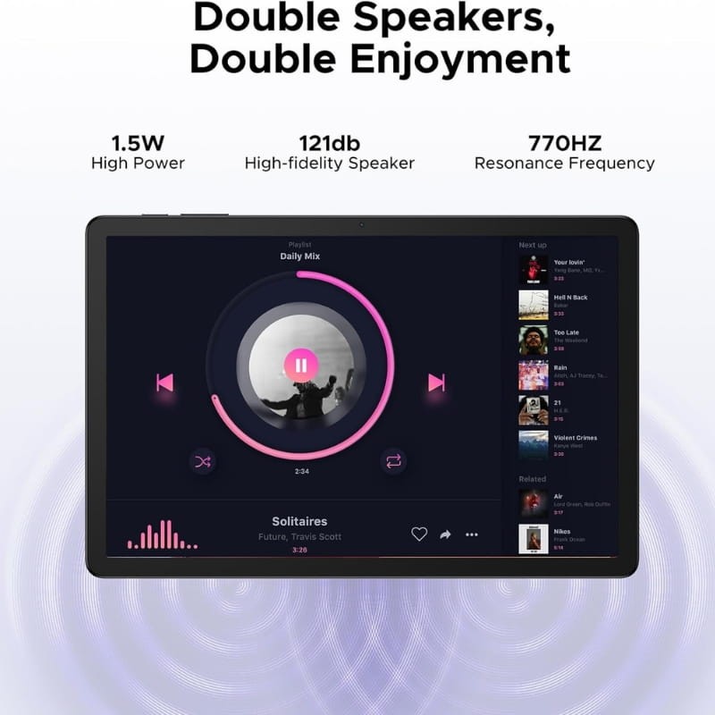 Doogee Tab G6+ 11" 8 GB/256 GB WiFi+4G Preto - sistema de altifalantes