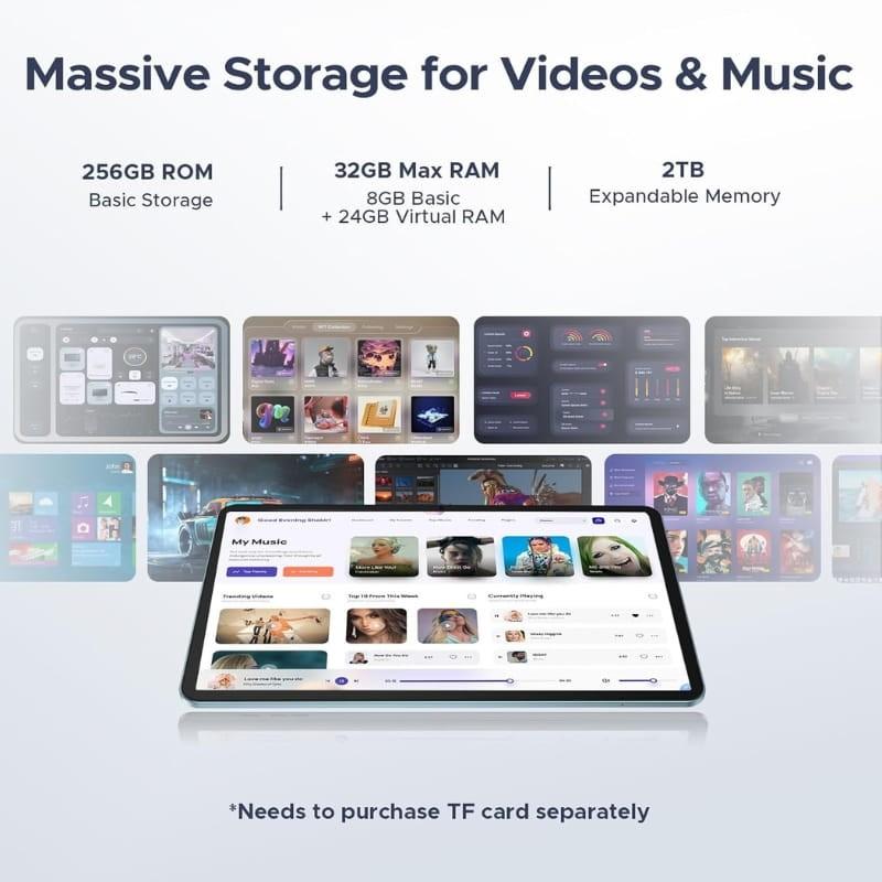 Doogee V Pad 12 8 GB/256 GB WiFi + 5G Preto - capacidade de memória