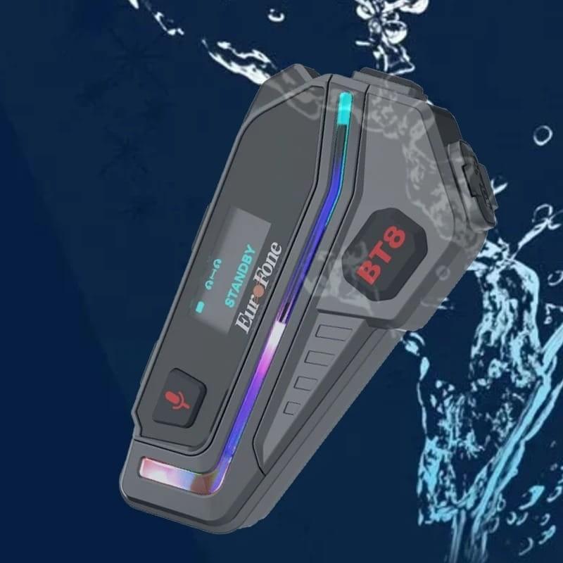 EUROFONE BT8-A Noir - Interphone pour motos - résistance à l'eau