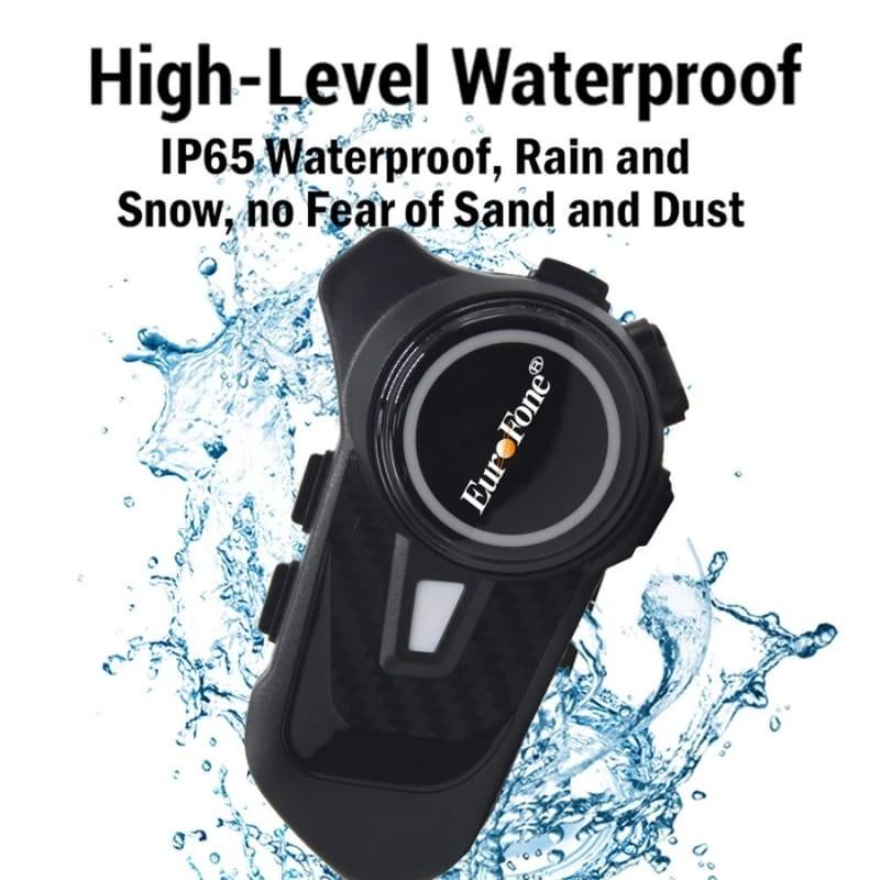 EUROFONE S2-C Preto - Intercomunicador para motas - resistência à água