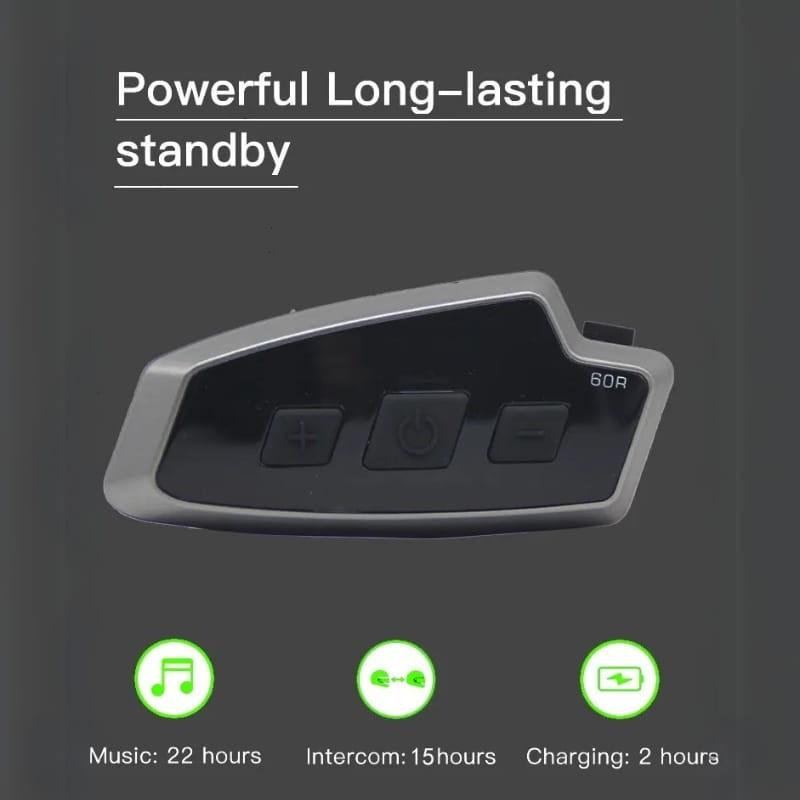 EUROFONE T60R Preto - Intercomunicador para motas - duração da bateria