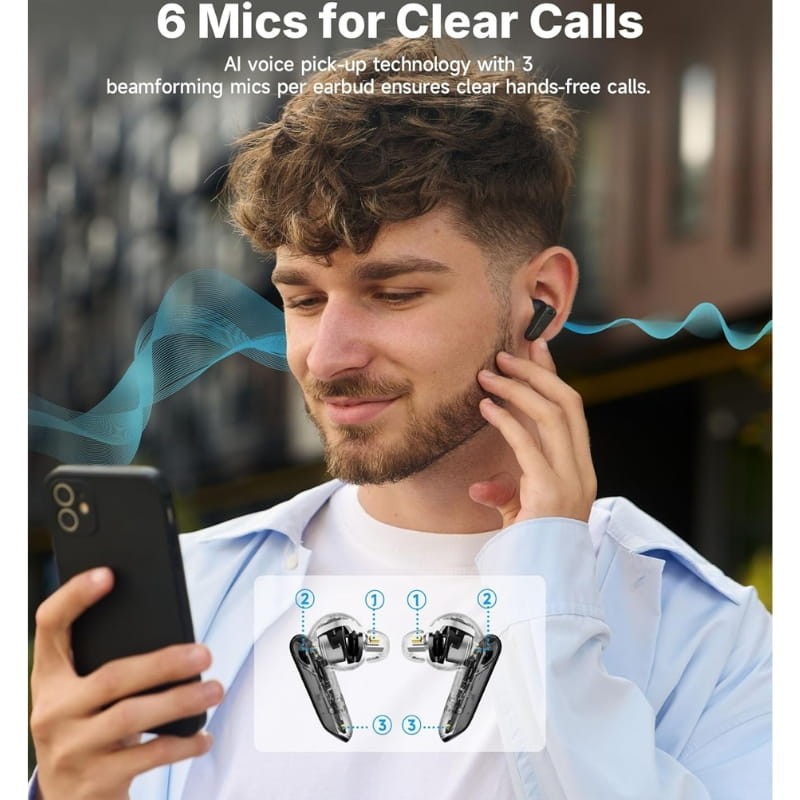 Edifier NeoBuds Plus ANC Preto - microfones integrados