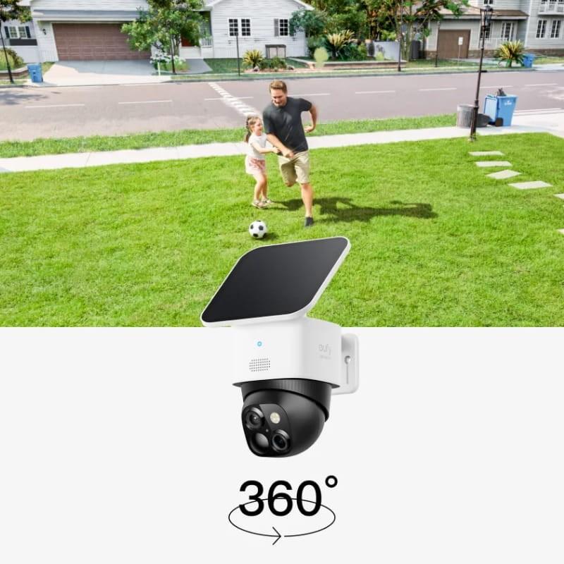 Eufy SoloCam S340 3K Solar WiFi Blanco - Cámara de Seguridad Exterior - rotación