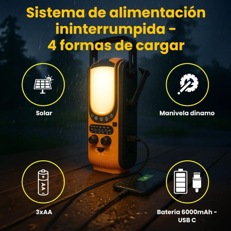 Extralink Power Ranger EPS-6000 6000 mAh  - Radio de Emergencia - 4 formas de carga