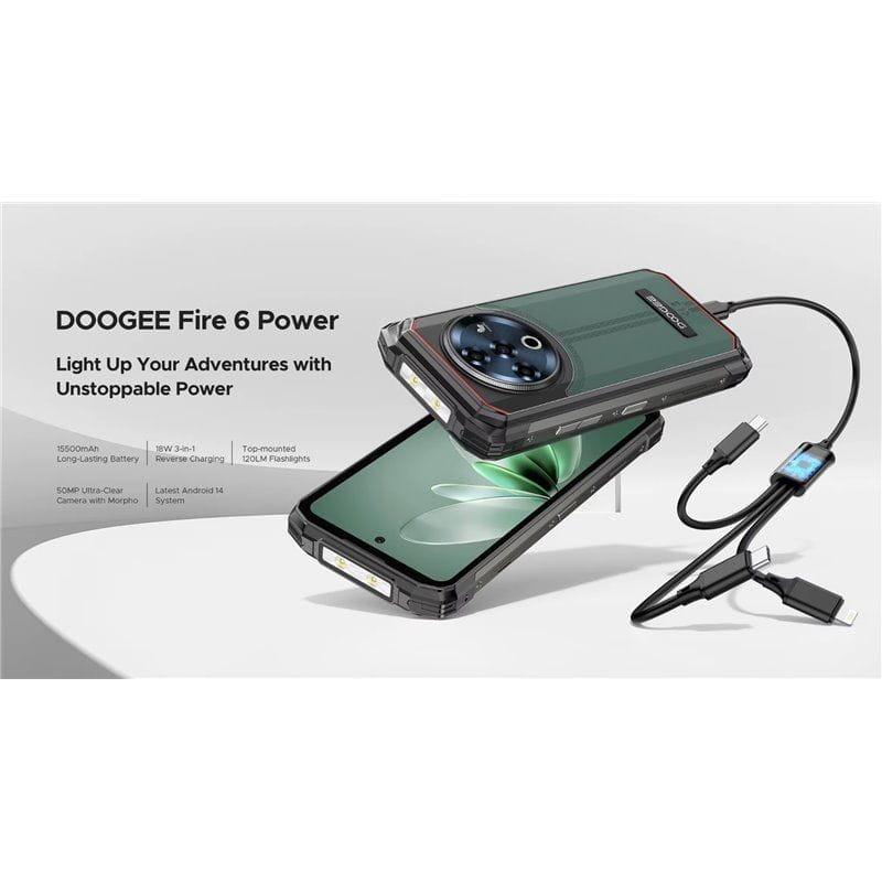 Doogee Fire 6 Power 8GB/256GB Negro - Teléfono móvil rugged imagen delantera y trasera