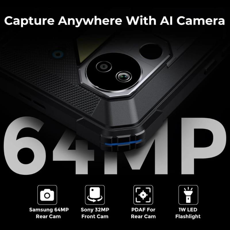 Fossibot DT3 10,4 12GB/256GB 5G Gris Rugged - cámara