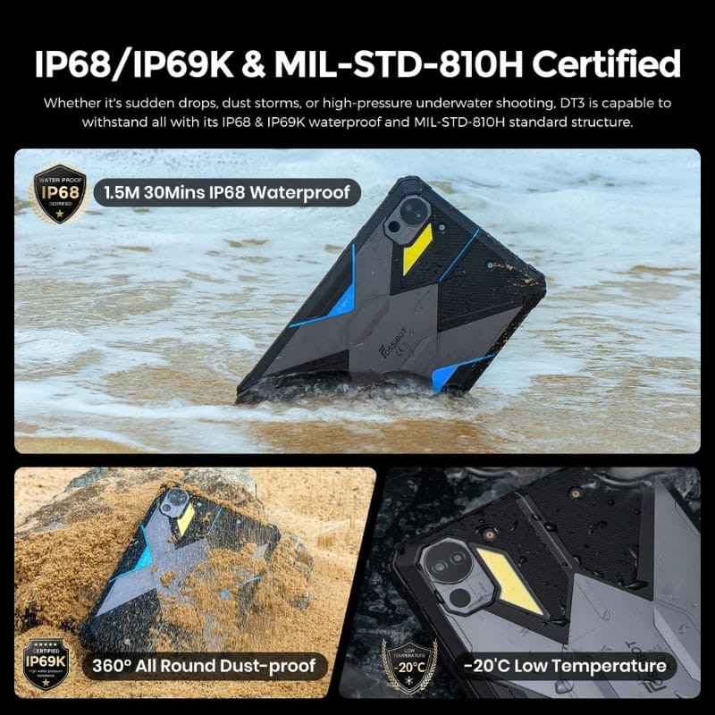 Fossibot DT3 10,4 12GB/256GB 5G Gris Rugged - resistencia