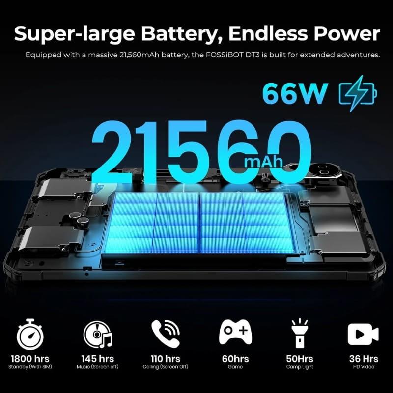 Fossibot DT3 10,4 12GB/256GB 5G Gris Rugged - capacidad de la batería