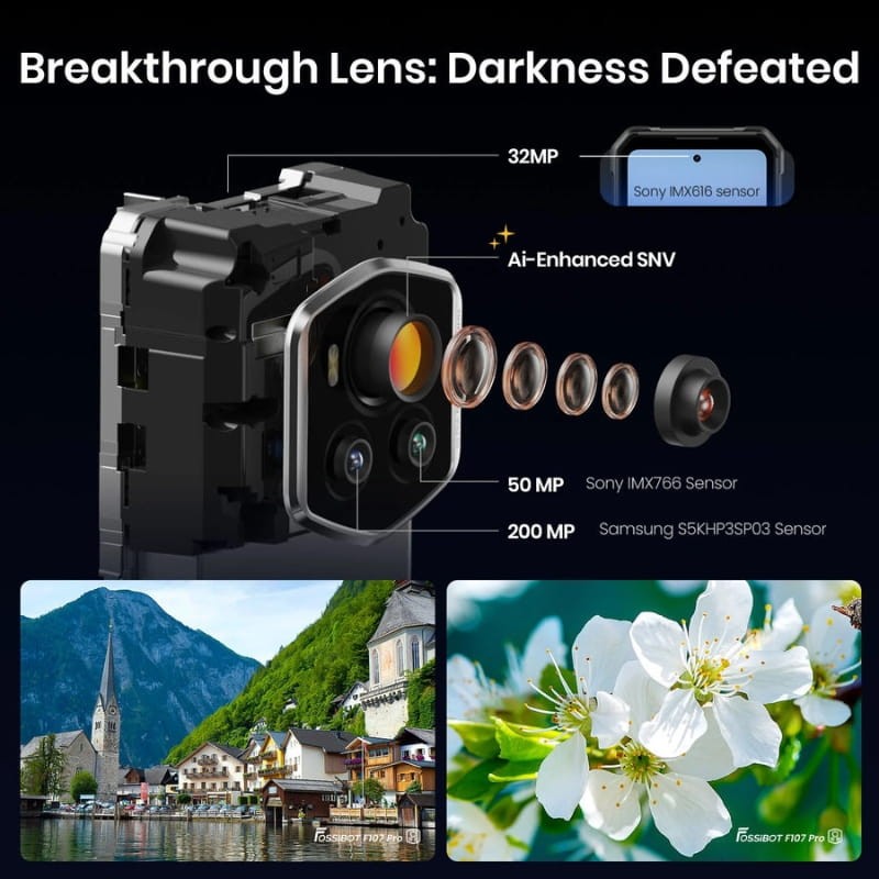 Fossibot F107 Pro 5G 12GB/512GB Negro Rugged - sistema de cámaras