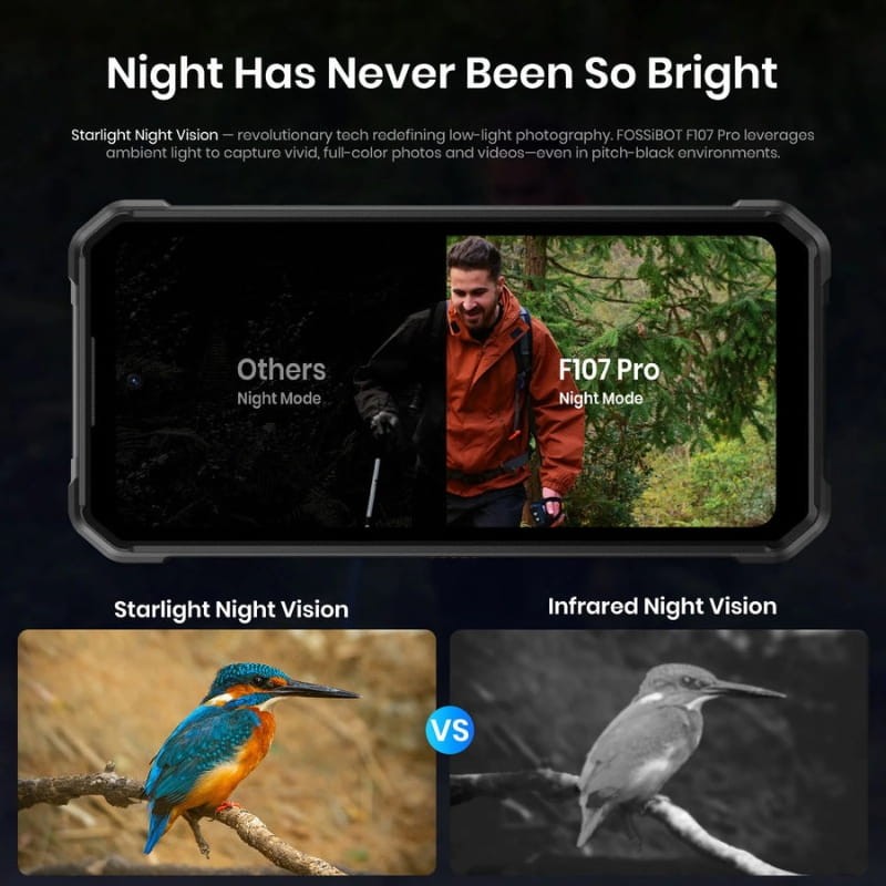 Fossibot F107 Pro 5G 12GB/512GB Negro Rugged - visión nocturna