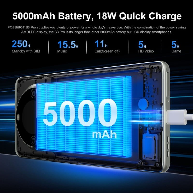 Fossibot S3 Pro 6GB/128GB Negro - capacidad de la batería